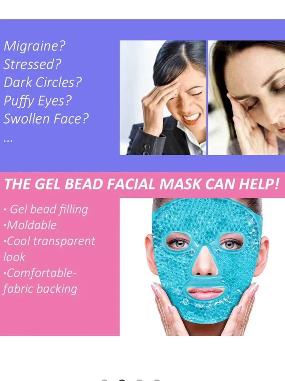 Znocuetod Ice Mask Gel Beads Hot & Cold Compress for Face